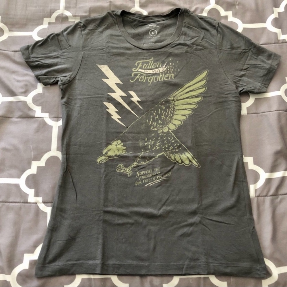 Fallen Not Forgotten Graphic Tee - Dark Gray with Olive Print